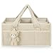 HAGOT Baby Windel Caddy Organizer, Windel Organizer, Tragbarer Wickeltasche organizer, Plüsch Baby Diaper Caddy mit Fächern & Griffen, Plüsch Wickel Organizer Groß Mit Teddybär, Off-White