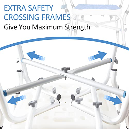 Bath Chair With Arms, Medical Shower Seat, Bariatric Bath Stool Safety Shower Bench With Reinforced Crossing Bar For Elderly, Adults, Disabled #TOP3