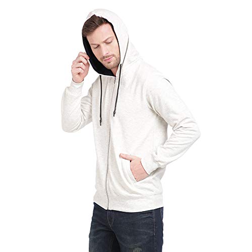 Image of Diverse Men's Cotton Hooded Neck Knitwear Sweatshirt (Off-White, Medium)