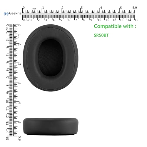 Almohadillas de repuesto Geekria para auriculares Audio-Technica ATH-SR50BT (no compatibles con ATH-SR5BT), cojines para orejas, piezas de reparación (negro) miniatura 6