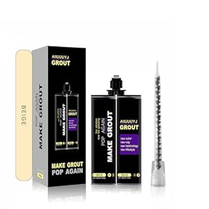 Epoxy Grout Beige 13.5 fl oz ｜Water & Stain Resistant & Zero Maintenance｜1:1 Auto-Mix Technology｜24hr Ready-to-Use｜Perfect for Shower Kitchen Pool | 10 Pearl Finishes for Tile & Stone