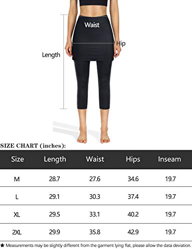 image for Kimmery Tennis Skirts for Women, Breathable Elastic Waist Capri Leggin