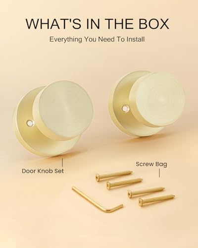 Image of Haidms Brushed Gold Door Knobs Dummy- Single-Side Decorative Door Knob for Closet, Pantry & French Doors, Non-Turning Round Ball Design(1 Pack /2 Pieces)