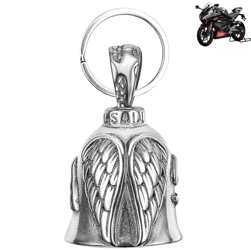 Zhenghebuy Guardian Bell,Clochette Moto Porte-Bonheur,Acier Inoxydable Moto en Forme d'ange Gardien à Suspendre,Cloche d'esprit pour Motard Lucky Bell Cloches...