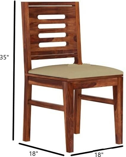 Image of AADITYA WOODS Solid Sheesham Wood Six Seater Dining Table Set with Chairs for Living Room Wooden 6 Seater Dining Table Set for Office Restaurant Modern Dining Room Set- Honey Teak & Cream