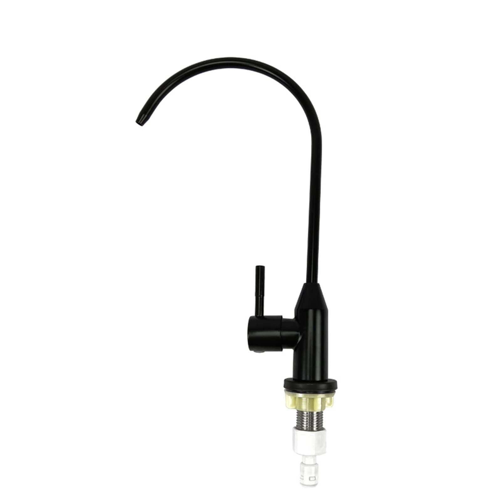 Grifo de ósmosis inversa de cuello de cisne negro para filtro de agua de fregadero de 1/4