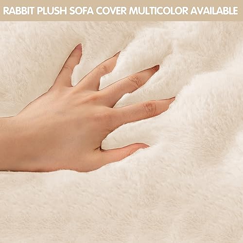 LINGKY Thick Rabbit Plush Sofa Covers 1 2 3 Seater, Non-Slip Sofa Slipcovers for Corner L Shape Funny Fuzzy Sofa Cover - Image 4
