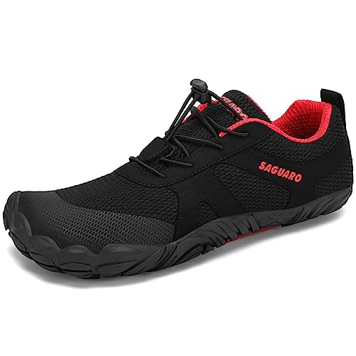 SAGUARO Barfußschuhe Herren Damen Traillaufschuhe Leicht Training Fitnessschuhe Wander Wald Strand Straßenlaufschuhe Outdoor & Indoor Sports Schuhe für Frauen Männer, Ruß Schwarz, 45EU