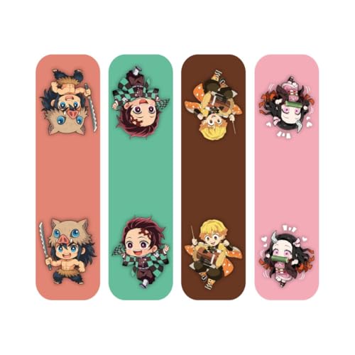 Image of Zesta Magnetic Bookmark Set of 7 | Aesthetic Book Mark for Reading | Cute Anime Bookmarks for Kids, Students | Book Accessories for Novels, Gifts for Readers (Demon Slayer, Medium (9X2.5 Cms))
