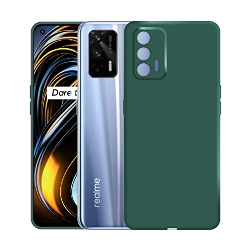 Image of Case Creation Liquid TPU Silicone Cover for Realme GT Soft Case,Anti-Dirty Slim Case Frosted Matte Cute Candy TPU Raised Bezel (Splash of Color) Back Case Cover for Realme GT -Lake Green
