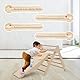 4-in-1 Montessori Kletterdreieck, Klettergerüst Indoor mit Rutsche, Kletterleiter und Kletterbogen, Wippe, Faltbares Holz Klettern Spielzeug Indoor Outdoor Set, Indoor Spielplatz 1-5 Jahre