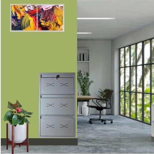 Image of I Metal Shoe Rack I Slim and Wall Mounted I 3 Shelves (Ivory Colour) I Coad LC 2M-03 IV I Height 43 Inches, Width 24 Inches, Depth 5.5 Inches I 3 Years Warranty.