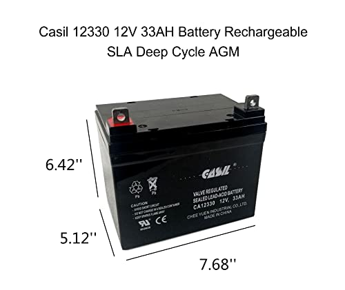 Casil 12V 33Ah Replacement Battery Compatible With 35Ah Scooter Pride Mobility Jazzy Select Electric Wheelchair 2 Pack #TOP2