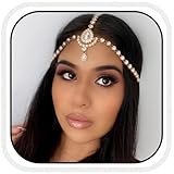 Catery Head Chain Jewelry Gold Boho Rhinestone Headpiece Wedding Hair Accessories for Women