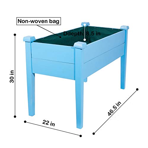 Gadi Wood Raised Garden Bed, 100% Rot-Resistant Elevated Wood Planter Box Kit For Backyard, Patio, Balcony, Natural (H- Amparo Blue) #TOP4