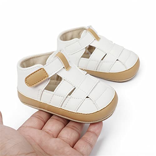 Image of HsdsBebe Baby Boys Girls Pu Leather Hard Bottom Walking Sneakers Toddler Rubber Sole First Walkers Infant Cartoon Slippers Crib Shoes