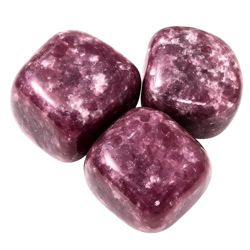 Image of Certified Lepidolite Crystal Healing Tumbled Stone, Natural Polished Crystals for DIY Crafts, Manifestation, Meditation, Pooja Feng Shui and Reiki Healing (30 Grams)