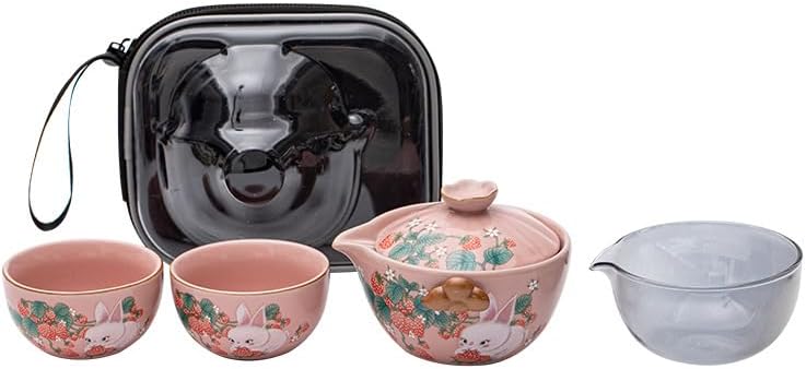 Ruyao Ceramic Travel Tea Set – One Teapot and Two Cups, Portable Quick Tea Brewing Kit for Outdoor Use