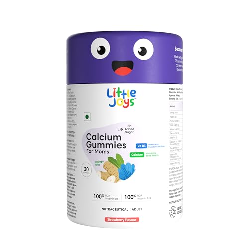 Image of Little Joys Calcium and Vitamin D3 Gummies for Women | Plant-based Vitamin B12 & Prebiotic Fiber | 400mg Calcium /Gummy| Supports Bone Strength,Joint & Muscle Health |Gut-Friendly Formula | No Added Sugar | Pack of 30