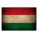 Postereck - 0319 - Vintage Flagge, Fahne Ungarn Budapest - Unterricht Klassenzimmer Schule Wandposter Fotoposter Bilder Wandbild Wandbilder - Leinwand - 40,0 cm x 30,0 cm
