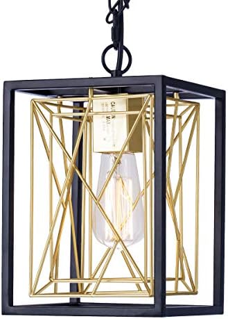 Pendant Lighting, UL Listed Cage Kitchen Light Fixtures Industrial Farmhouse Chandelier Black Gold Metal Hanging Lights E26 Modern Ceiling Light for Kitchen Island Entryway Dining Room Bedroom Foyer