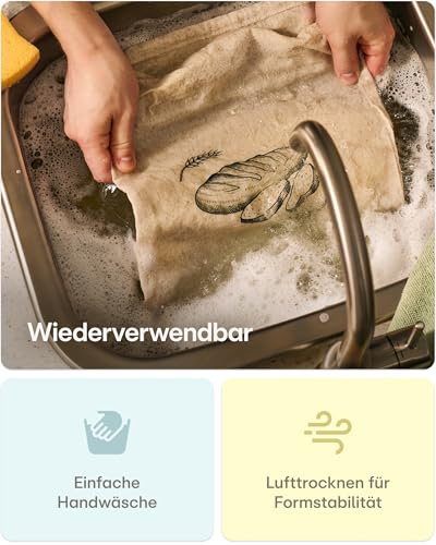 Praknu Brotbeutel Leinen 2er Set – Hält Brot länger frisch – Brotsack 30x40cm aus dickem Stoff– 2x Wiederverwendbare Brottaschen für Brot & Gebäck