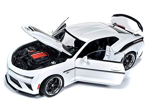 2018 Chevrolet Camaro Yenko/SC Stage II Coupe White with Black Stripes Limited Edition to 702 Pieces Worldwide 1/18 Diecast Model Car by Autoworld AW253