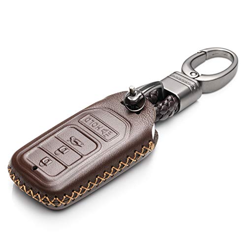 Vitodeco Genuine Leather Smart Key Keyless Remote Entry Fob Case Cover Compatible For Honda Civic, Fit, Accord, Pilot, Cr-V (4 Buttons, Brown) #TOP1