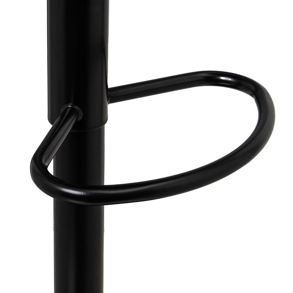 Taburete alto de cocina regulable en altura negro con respaldo alto | Asiento acolchado y tapizado en poliel. Respaldo alto rígido. Altura ajustable de 83 a 104 cm. Resiste hasta 120 kg