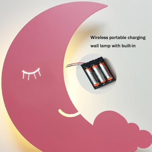 Aplique de pared LED infantil rosa regulable con mando y USB 3
