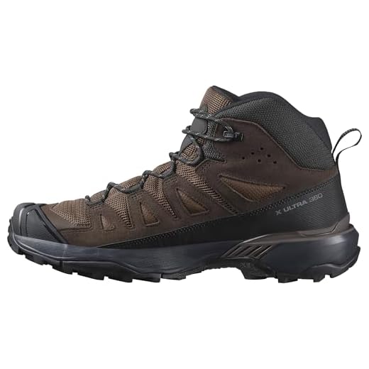 Salomon X Ultra 360 Leather Mid Gore-Tex wasserdichte Herren Wanderschuhe, Outdoor-bereit, Grip, Schutz bei jedem Wetter, Dark Earth, 43 1/3