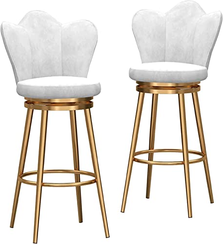 Juego de 2 taburetes de bar giratorios modernos de mediados de siglo, patas de metal, tapizadas, para isla de cocina, hogar, bar, pub