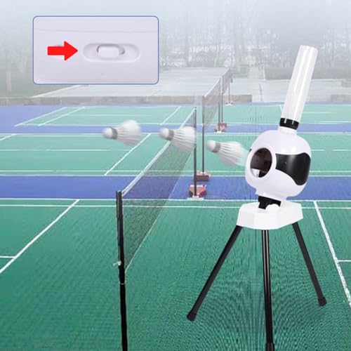 Badminton Trainer Machine, Auto Shuttlecock Launcher dla początkujących, Portable Home Court Coach Aid, Urządzenie do samodzielnej praktyki dla dziewcząt, czarny