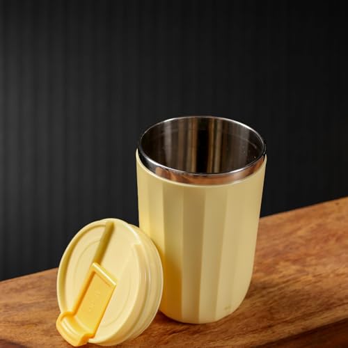 Image of Udyan Tea 500ml Stainless Steel Vacuum Insulated Tumbler with Leak-Proof Lid | Double-Walled Travel Mug in Honey Yellow| Keeps Drinks Hot or Cold