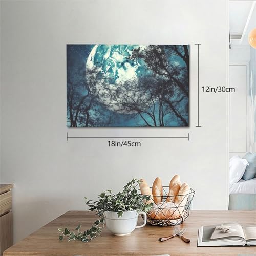 Impression sur toile lune bleue affiche murale moderne 30x45cm - 6