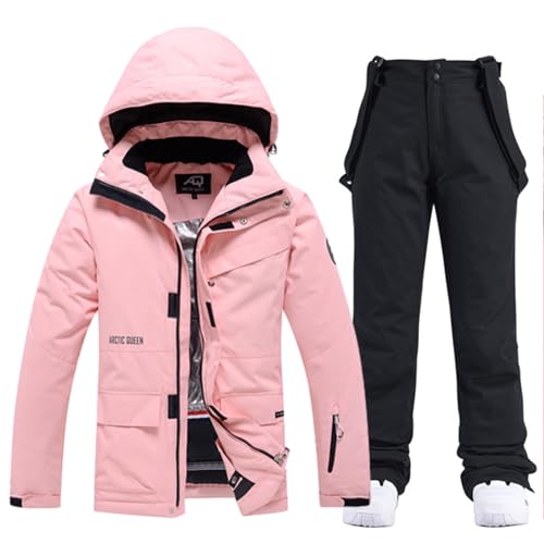 HOTIAN Damen Ski Jacke und Hosen 2 Teilig Set Skianzug Damen Wasserdicht Winddicht Winter Warme SkiSchnee Skifahren Sätze Snowboard Set