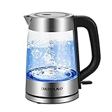 Dioyano Glass Electric Kettle, Fast Heating Hot Water Boiler with LED Light, Cordless Electric Tea Kettle Auto Shut Off, Boil-dry Protection, BPA Free,1.7L