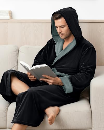 Image of NY Threads Mens Hooded Robe - Plush Long Bathrobes for Men