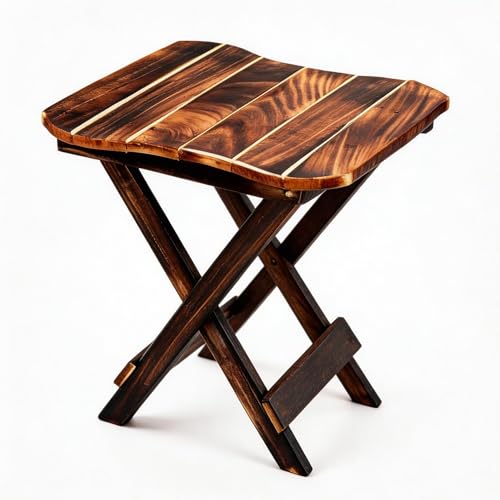 Image of Wooden Folding Side Table, Mango Wood, Square, 30 cm | Coffee Table for Living Room, Foldable Corner Table for Bedroom, Antique Finish