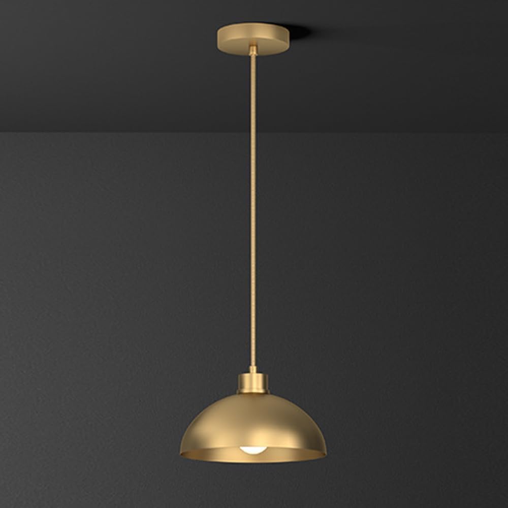Jybnbbe Light Dome Pendant Ing 1- Modern Brass Hanging Fixture, Mid Century Industrial Suspension S,7.87In