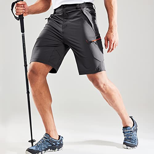 Mier Men's Stretch Hiking Shorts Quick Dry Nylon Cargo Shorts With Zipper Pockets, Water Resistant, Graphite Grey, 34 #TOP5