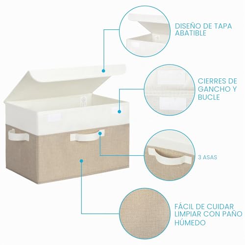 Miniatura 4 de Granny Says Cajas Almacenaje Con Tapa, Paquete De 2 Cajas De Almacenamiento Para Estantes, Cajas De Tela Almacenaje Ropa Armario, Cajas Organizadoras Con Tapa, Cajas Almacenaje Decorativas, Caqui