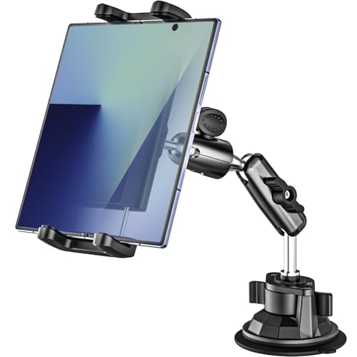 Dosvsi Z Fold Car Holder [Super Suction Cup] Dashboard Windshield Mount for Foldable Phone 360 Metal Arm Truck Tablet Phone Stand for Galaxy Z Fold 7 6 5 4 3 2 Pixel Fold Galaxy Tab 4-13 Device