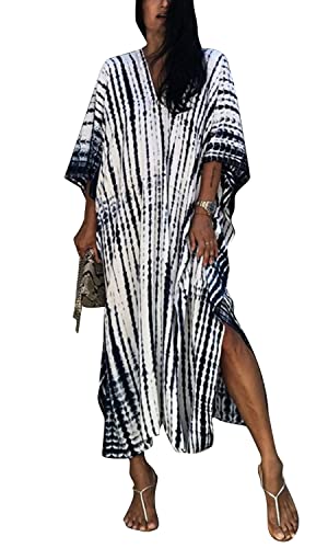 Vangreynve Damen Strandkleid Maxi Kaftan Boho Strandponcho Lange Bikini...