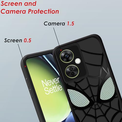Image of Stylish Spider Back Case Cover Compatible for OnePlus Nord CE 3 Lite | Spidey Face Mask Case | Soft Silicone | Camera & Full Body Protection | Shock Proof | (Black)