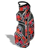 Taboo Fashions Monaco Collection 14-Way Ladies Golf Bag - Lightweight Women’s Golf Cart Bag with Insulated Cooler Pocket, Rain Hood & More - Golf Accessories for Women (Red Roses)