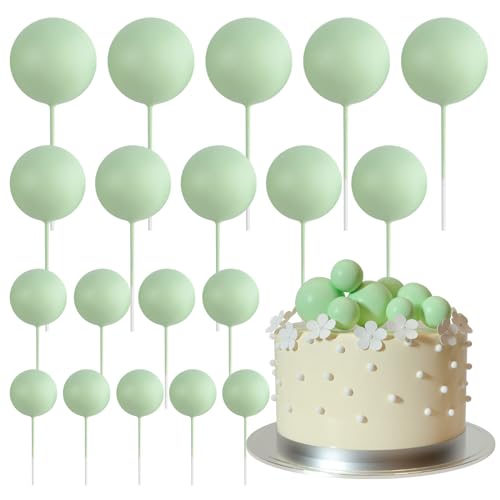 ASTARON 20 Piezas Adornos de Bolas para Pasteles Mini Globos Adornos para Pasteles Bolas Selecciones para Pasteles para Decoraciones de Pasteles de Cumpleaños y Bodas (Verde claro)
