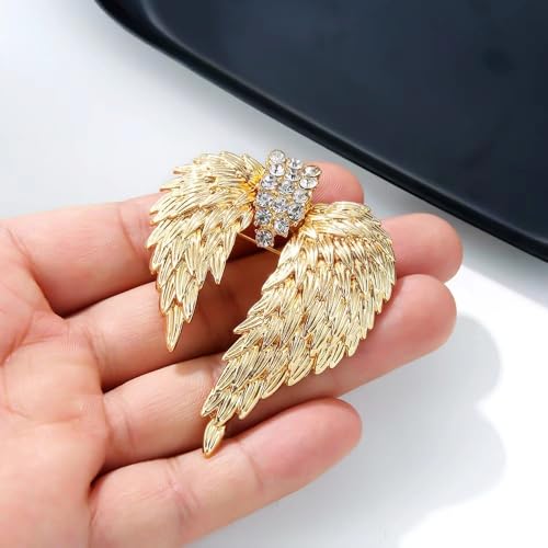 Image of Brooch Pins Gold Angel Wing Rhinestone Lapel Brooches for Women Fashion Jewelry Clothing Decoration Accessorie