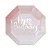 Ginger Ray PM-902 Pick and Mix Foiled Pink Ombre Happy Birthday Party Paper Plates (8 Pack), Gold, 25Cm,