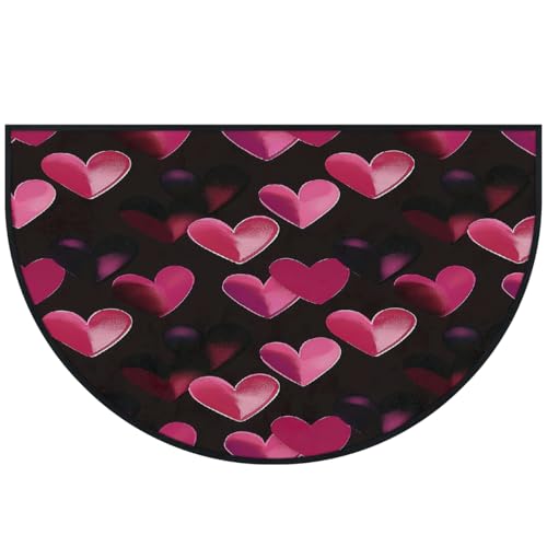 Tapis de sol antidérapant et lavable à motif cœurs